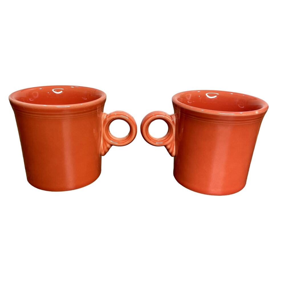 Fiesta Ware Coffee Mugs Set of2 Classic Ring Handle Cup Persimmon Retired Color
